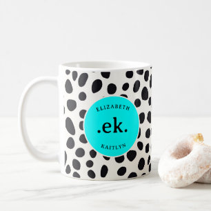 Mug Chien dalmate Motif Abstrait Aqua Blue Monogramme