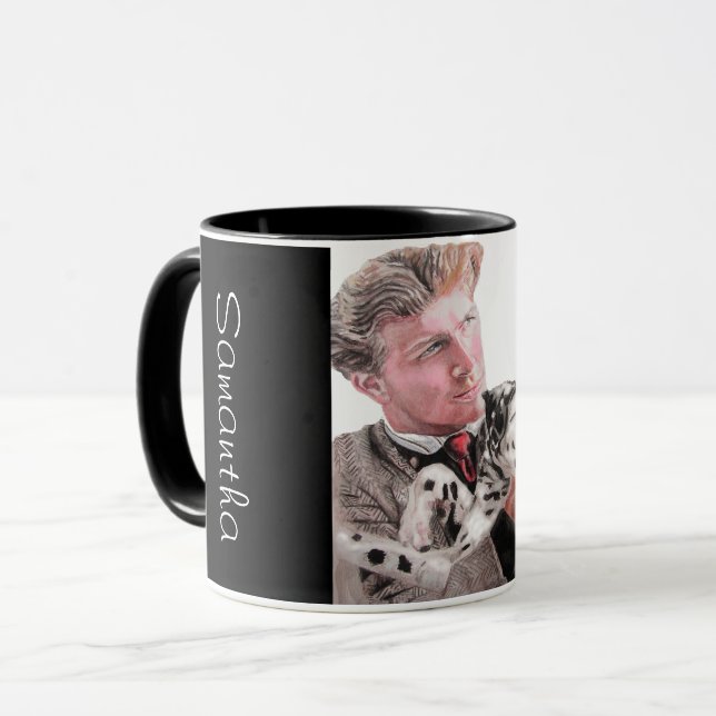 Mug Chien Dalmatien Chien mignon Pot Noir Blanc Nom (Devant gauche)