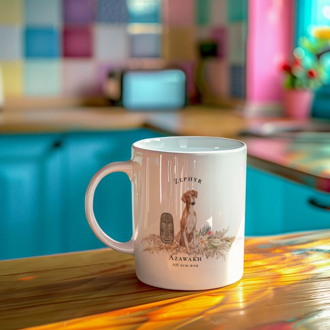 Mug Chien d'aquarelle de l'Azawakh | Monogramme (Créateur téléchargé)