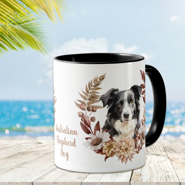 Mug Chien d'automne blanc noir australien (Créateur téléchargé)