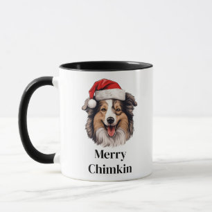 Mug Chien de berger des Shetland Chapeau de Père Noël