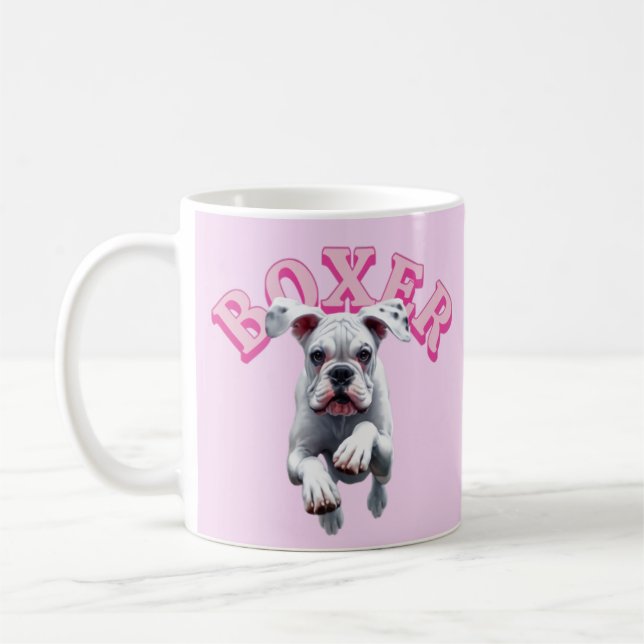 Mug Chien de boîte blanc jouant (Gauche)