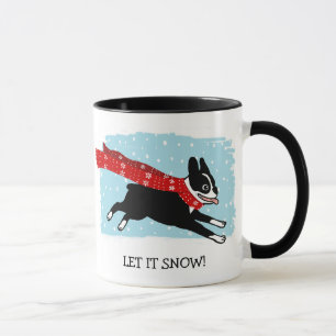 Mug Chien de Boston Terrier portant l'Écharpe rouge   