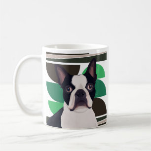 Mug Chien de Boston Terrier - Vert foncé géométrique