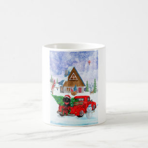 Mug Chien de caniche en livraison de Noël Camion Neige