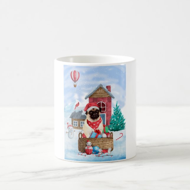 Mug Chien de carlin dans la neige Maison de Chien de N (Centre)