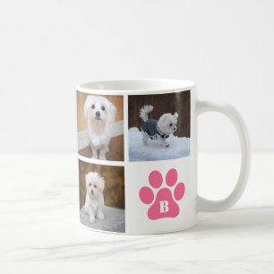Mug Chien de collage décoré d'un monogramme de 6
