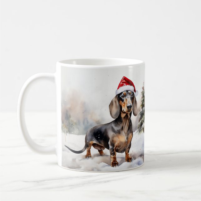Mug Chien de Dachshund à Noël de neige (Gauche)