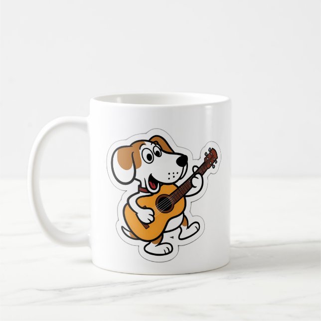 Mug chien de dessin animé jouant d'une guitare (Gauche)