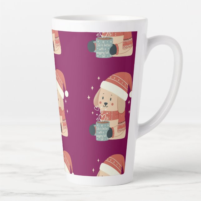 Mug Chien de Noël Bonnet Écharpe Pastel - Life is  (Droite)
