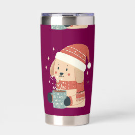 Mug Chien de Noël Bonnet Écharpe Pastel - Life is  Thermobecher