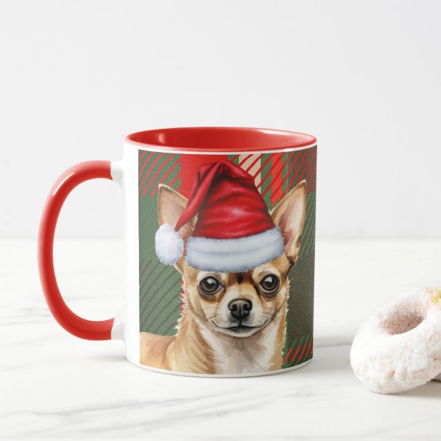 Mug Chien de Noël de Noël de Noël de Chihuahua (Avec donut)