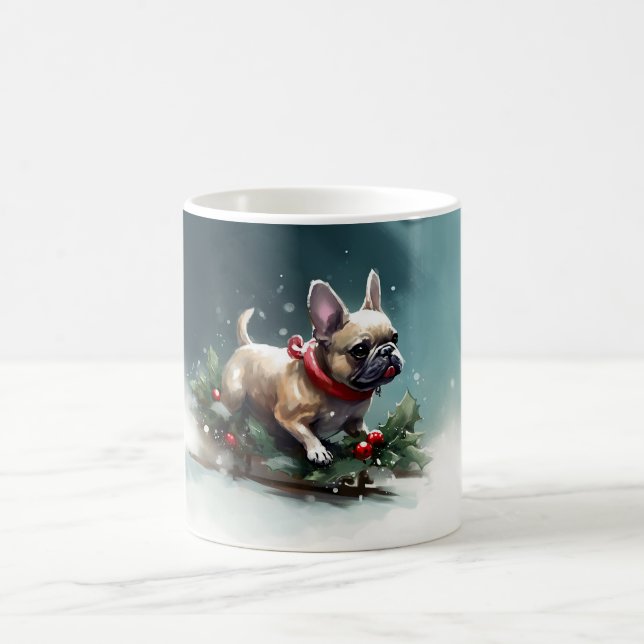 Mug Chien de Noël neige hiver (Centre)