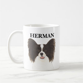 Mug Chien de Papillon noir et blanc personnalisé