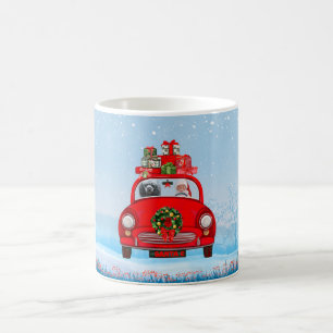 Mug Chien De Poiche En Voiture Avec Le Père Noël