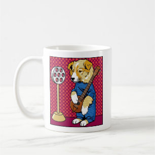 Mug Chien de Pop Art Jouant d'un Instrument Bande Dess