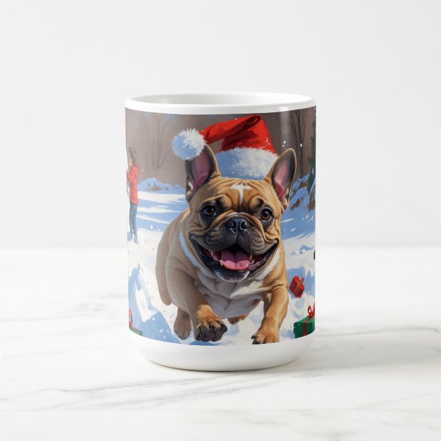 Mug Chien de taureau français coule en neige avec Casq (Centre)