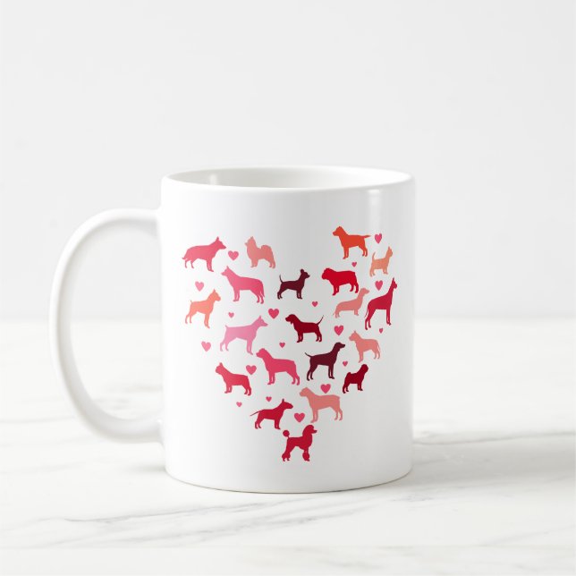 Mug Chien en forme de coeur races Aimer Valentine (Gauche)