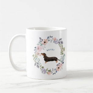 Mug Chien floral de teckel de la jolie aquarelle  