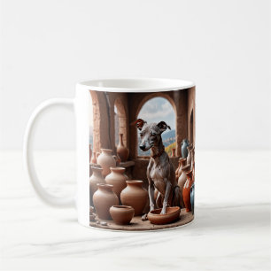 Mug Chien gris italien dans la salle de poterie
