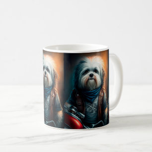 Mug Chien Havanais en vélo peinture numérique
