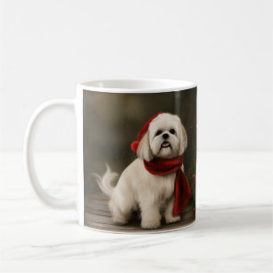 Mug Chien Lhasa Apso dans la neige de Noël