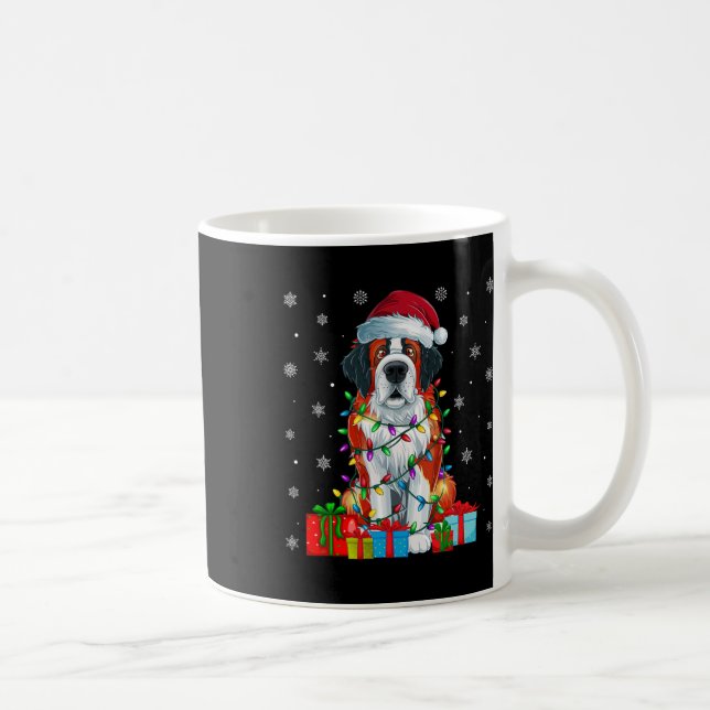 Mug Chien Luminaires de Noël moche Noël Chapeau Saint  (Droite)