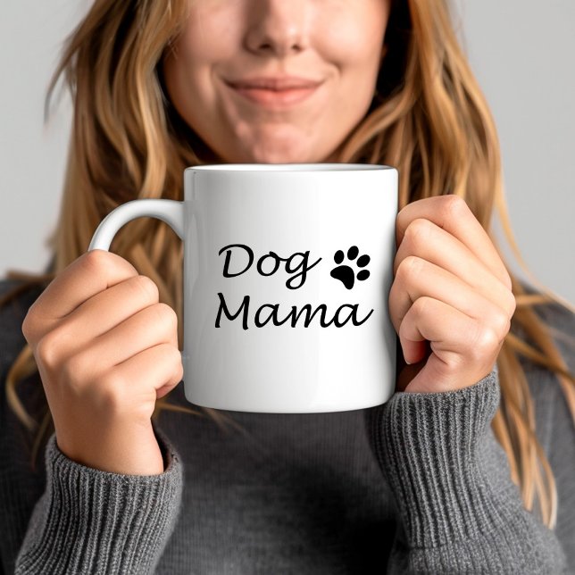 Mug Chien Mama - Citation Amoureux des chiens noire et (Dog Mama - Cute Black & White Dog Lovers Quote Coffee Mug)