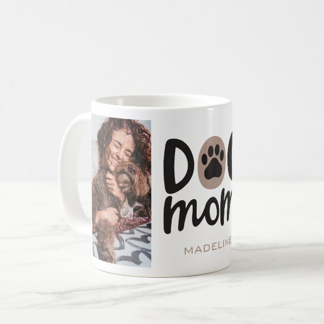 Mug Chien Maman Empreinte de patte Photo Collage Café  (Devant gauche)