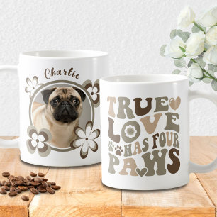 Mug Chien Maman Fleurs Rétro Typographie Photo personn