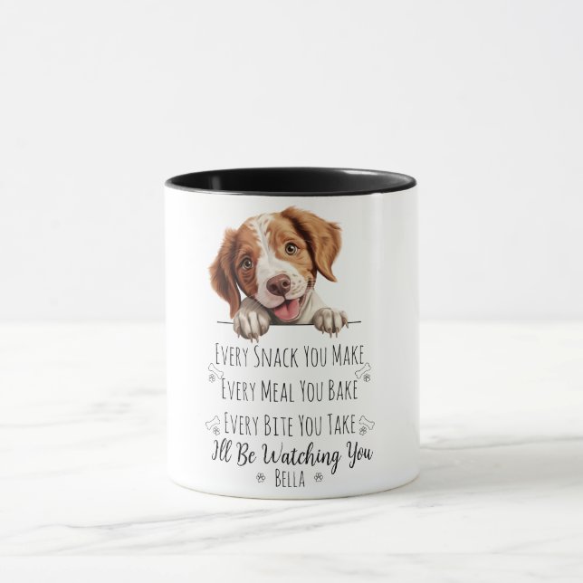 Mug Chien mignon Brittany Spaniel Drôle Personnalisé (Centre)
