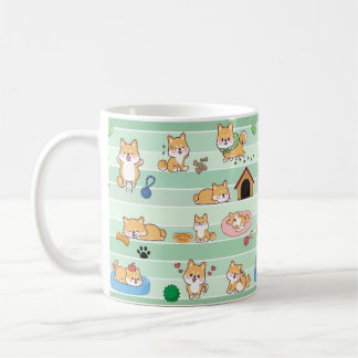 Mug chien mignon jouant saut dormir
