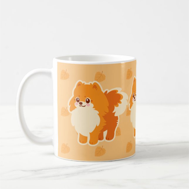 Mug Chien mignon Kawaii Pomeranian (Gauche)