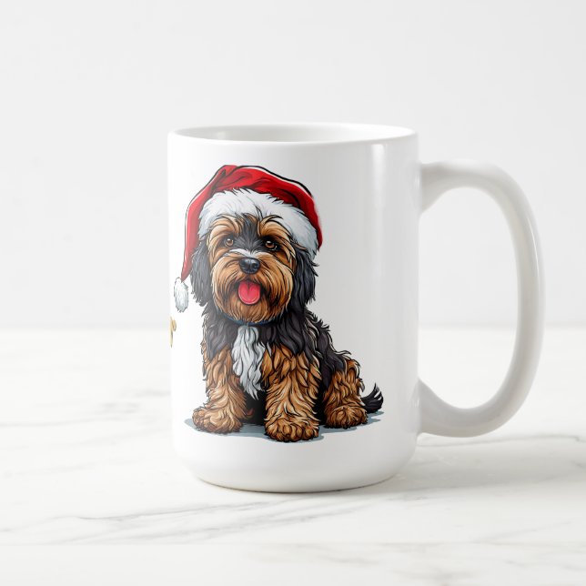 Mug Chien mignon portant un chapeau de Père Noël (Droite)