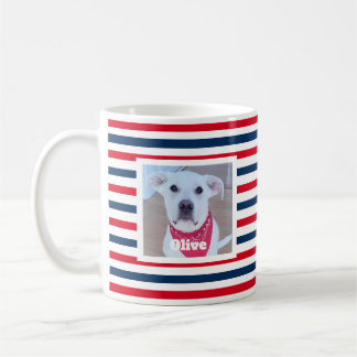 Mug Chien mignon Rouge Blanc Bleu Rayures Patriotique 