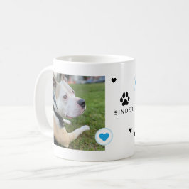 Mug Chien moderne 2 Photos Coeurs Nom