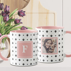 Mug Chien Paw blanc rose noir Monogramme photo Musique