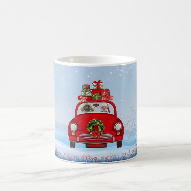 Mug Chien Pekingese En Voiture Avec Le Père Noël (Centre)