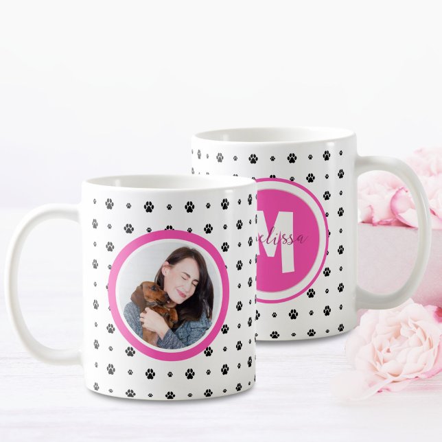 Mug Chien Pet Monogramme Photo Empreinte de patte Hot  (Créateur téléchargé)