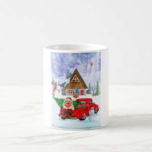 Mug Chien Pomeranian dans un camion de livraison de No