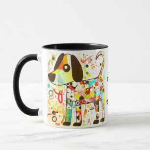 Mug Chien Pop Art Arc-en-Ciel Abstrait - Géométrique F