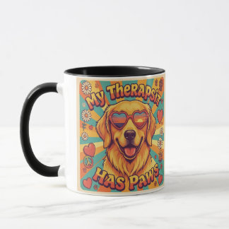 Mug Chien Retriever Doré Drôle Mon Thérapeute a des Pa