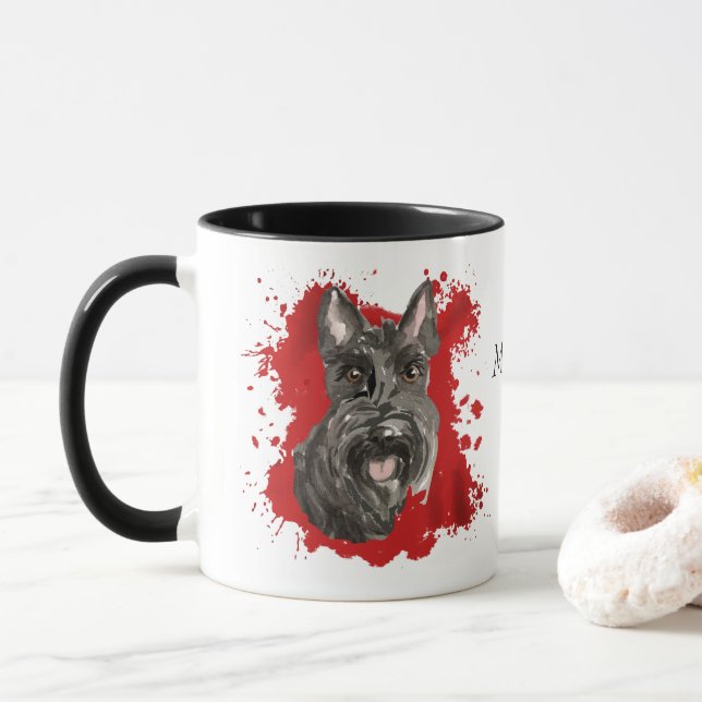 Mug Chien rouge écossais Terrier Abstrait (Avec donut)