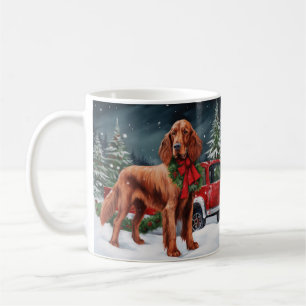 Mug Chien rouge irlandais à la neige Noël