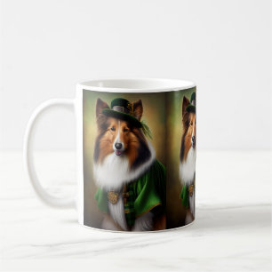 Mug Chien Rough Collie en robe de la Saint-Patrick