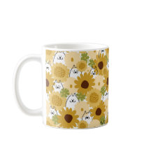 Chien samoyède heureux dans le jardin de tournesol
