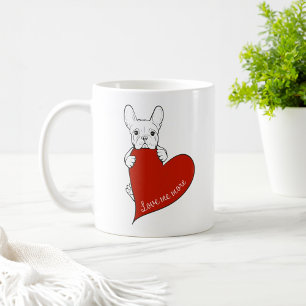 Mug Chien-taureau français mignon au coeur rouge