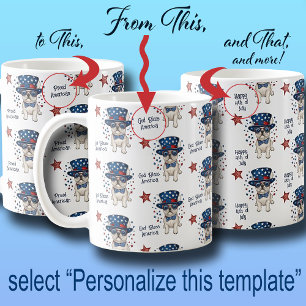 Mug Chien-taureau français Whimsical Rouge Bleu Patrio