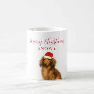 Mug Chien teckel personnalisé avec chapeau de Père Noë