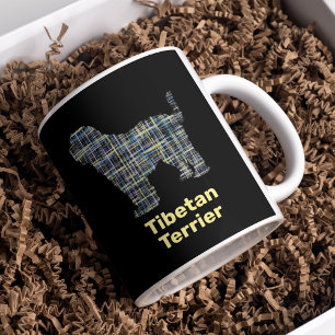 Mug Chien Tibétain Terrier Silhouette Jaune & Grille